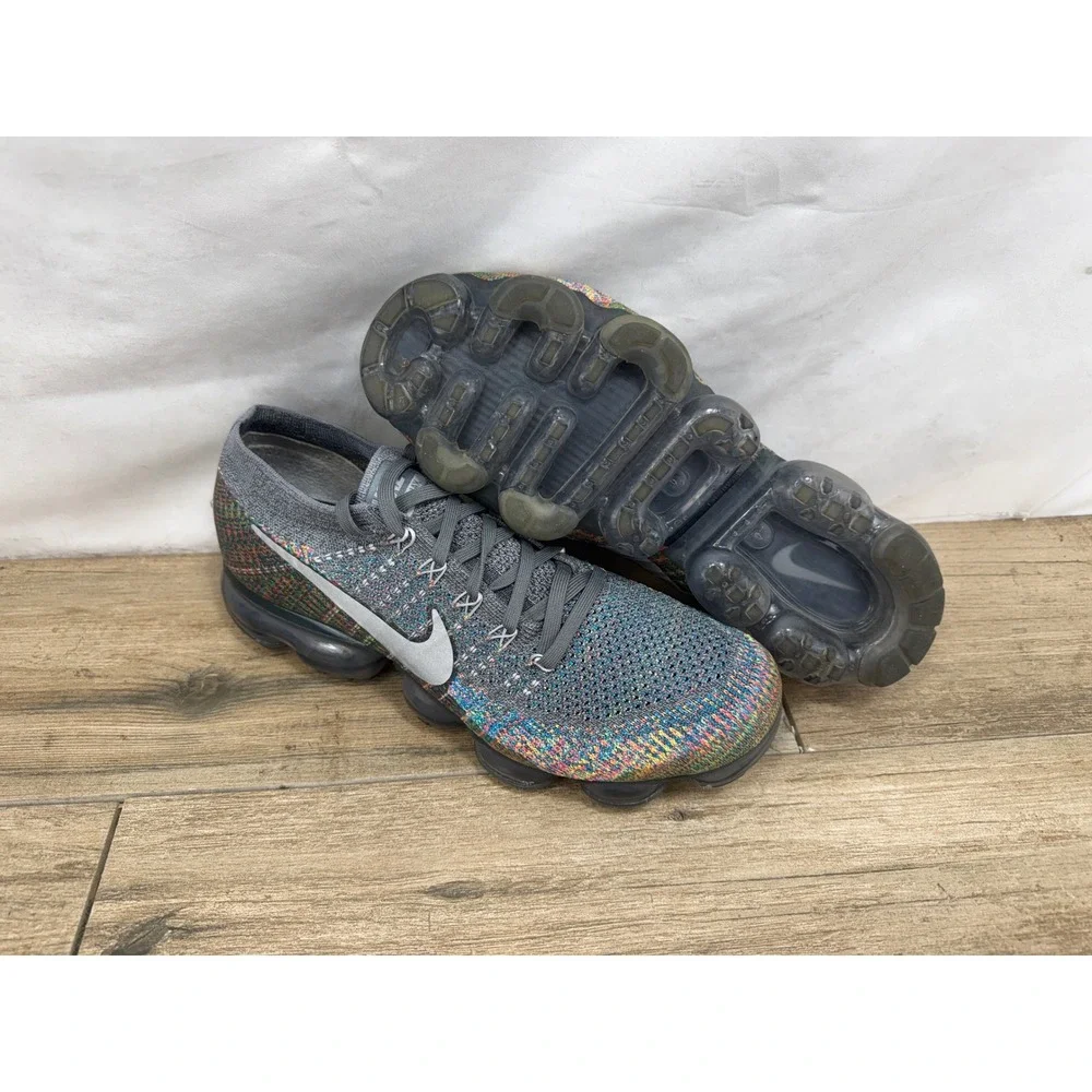 Nike Air VaporMax Flyknit Multi-Color Dark Grey Running Shoes 849558-019 Mens 9